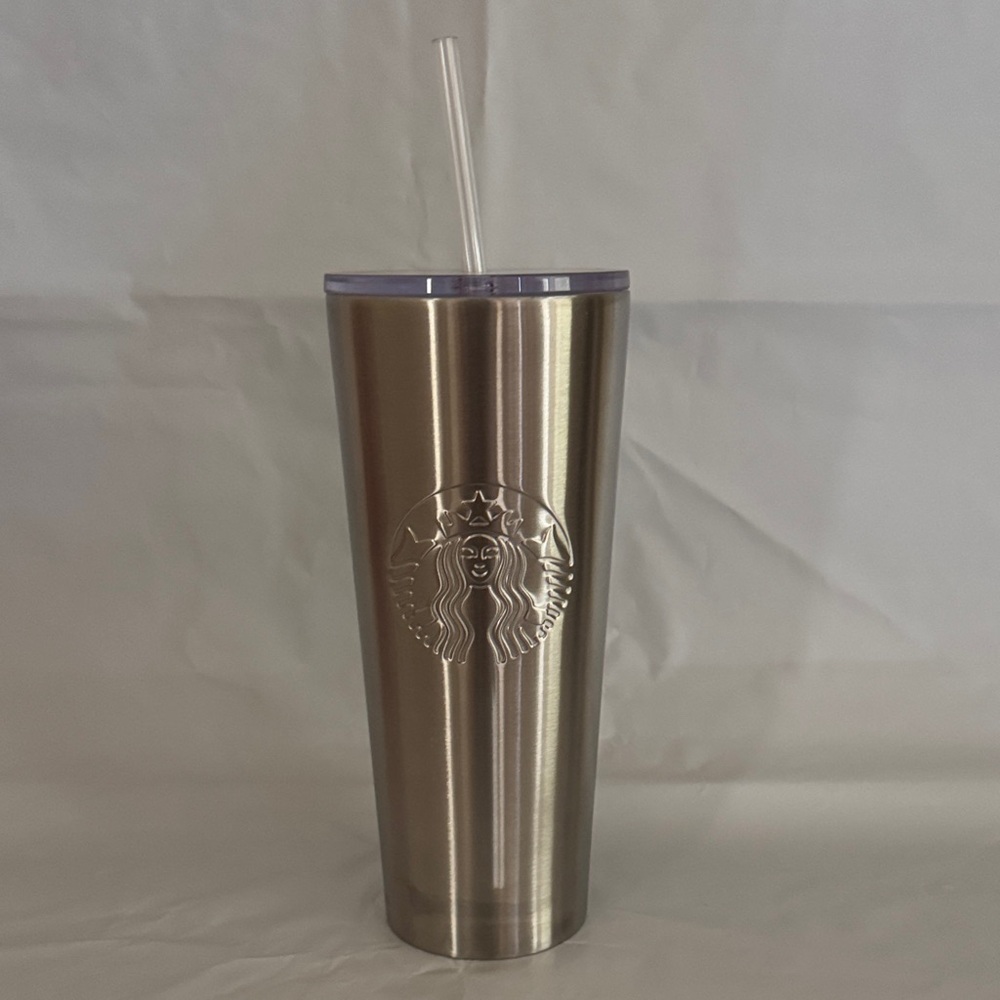 New Starbucks Metallic Tumbler with Clear Straw